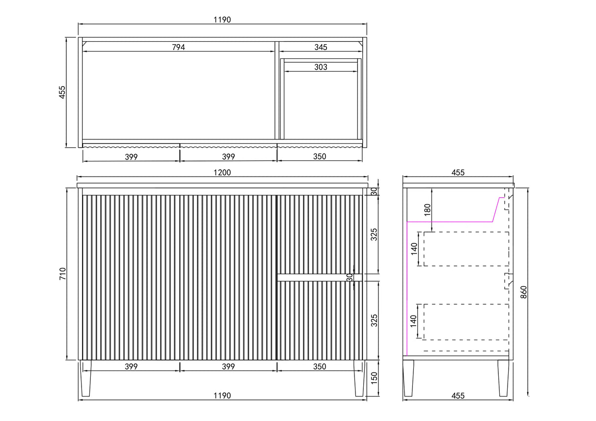 Brighton Freestanding PVC Vanity 1200mm (Single Bowl) (Matte White) Poseidon