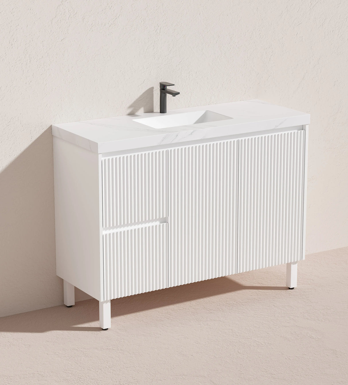 Brighton Freestanding PVC Vanity 1200mm (Single Bowl) (Matte White) Poseidon