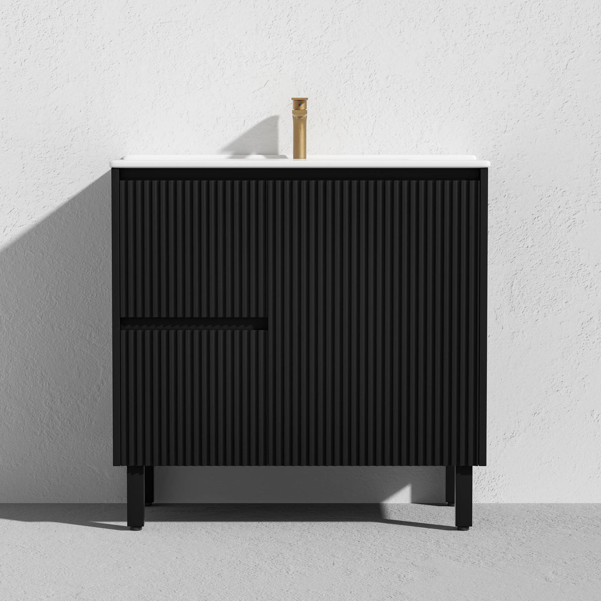 Brighton Freestanding PVC Vanity 900mm (Matte Black) Poseidon