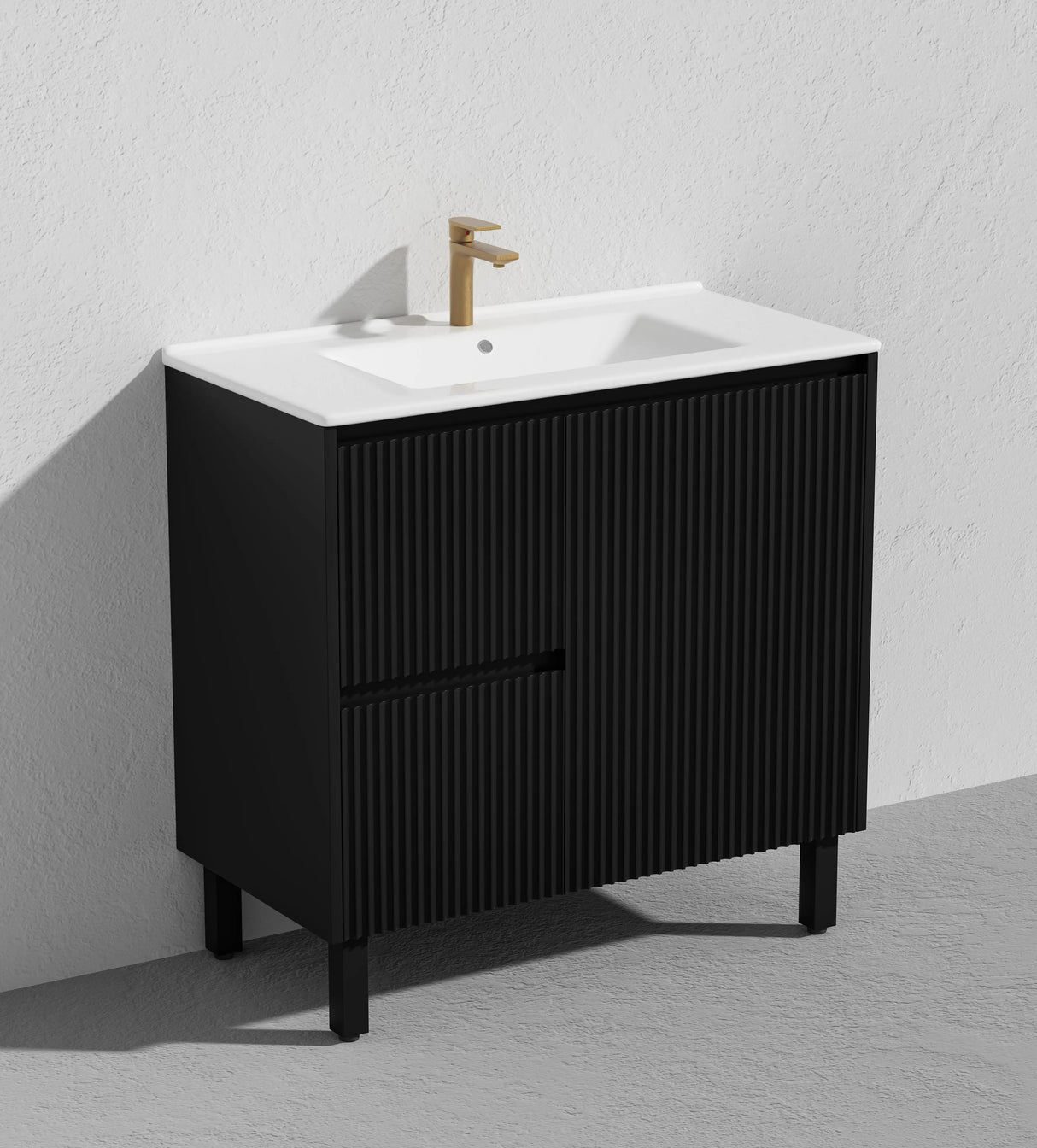 Brighton Freestanding PVC Vanity 900mm (Matte Black) Poseidon