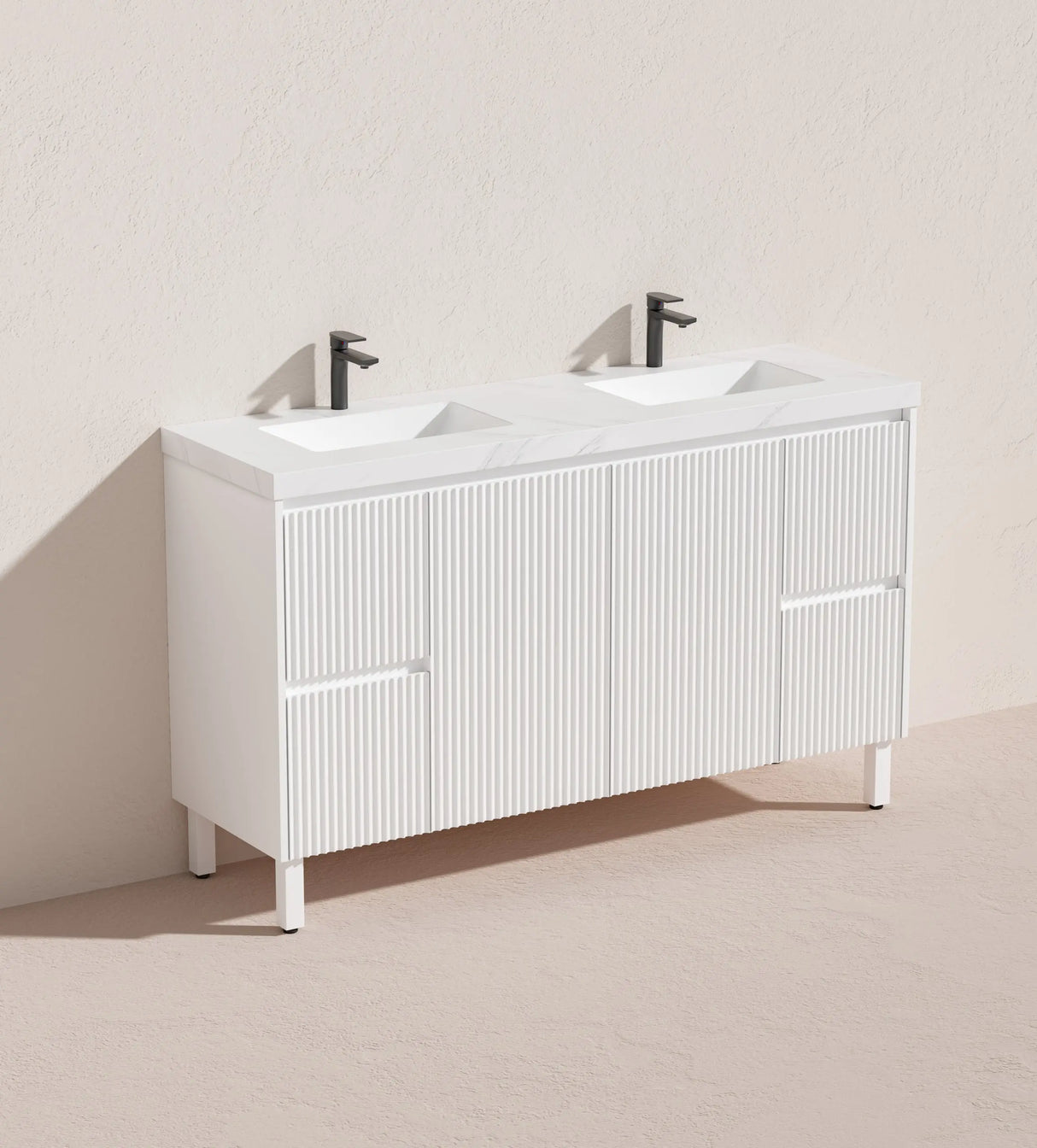 Brighton Freestanding Vanity 1500mm (Single/Double Bowl) (Matte White) Poseidon