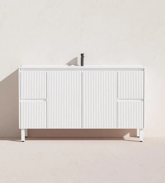 Brighton Freestanding Vanity 1500mm (Single/Double Bowl) (Matte White) Poseidon
