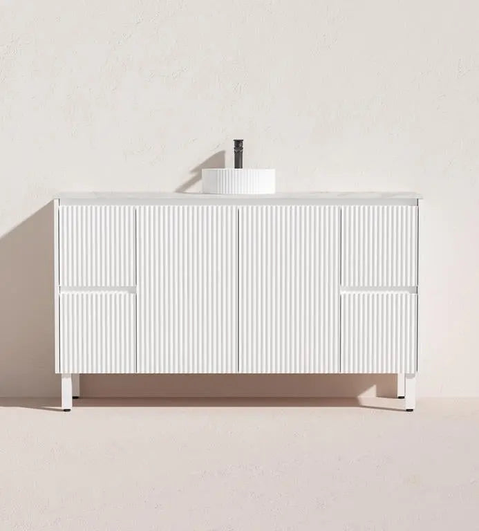 Brighton Freestanding Vanity 1500mm (Single/Double Bowl) (Matte White) Poseidon