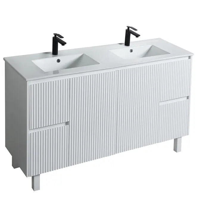 Brighton Freestanding Vanity 1500mm (Single/Double Bowl) (Matte White) Poseidon
