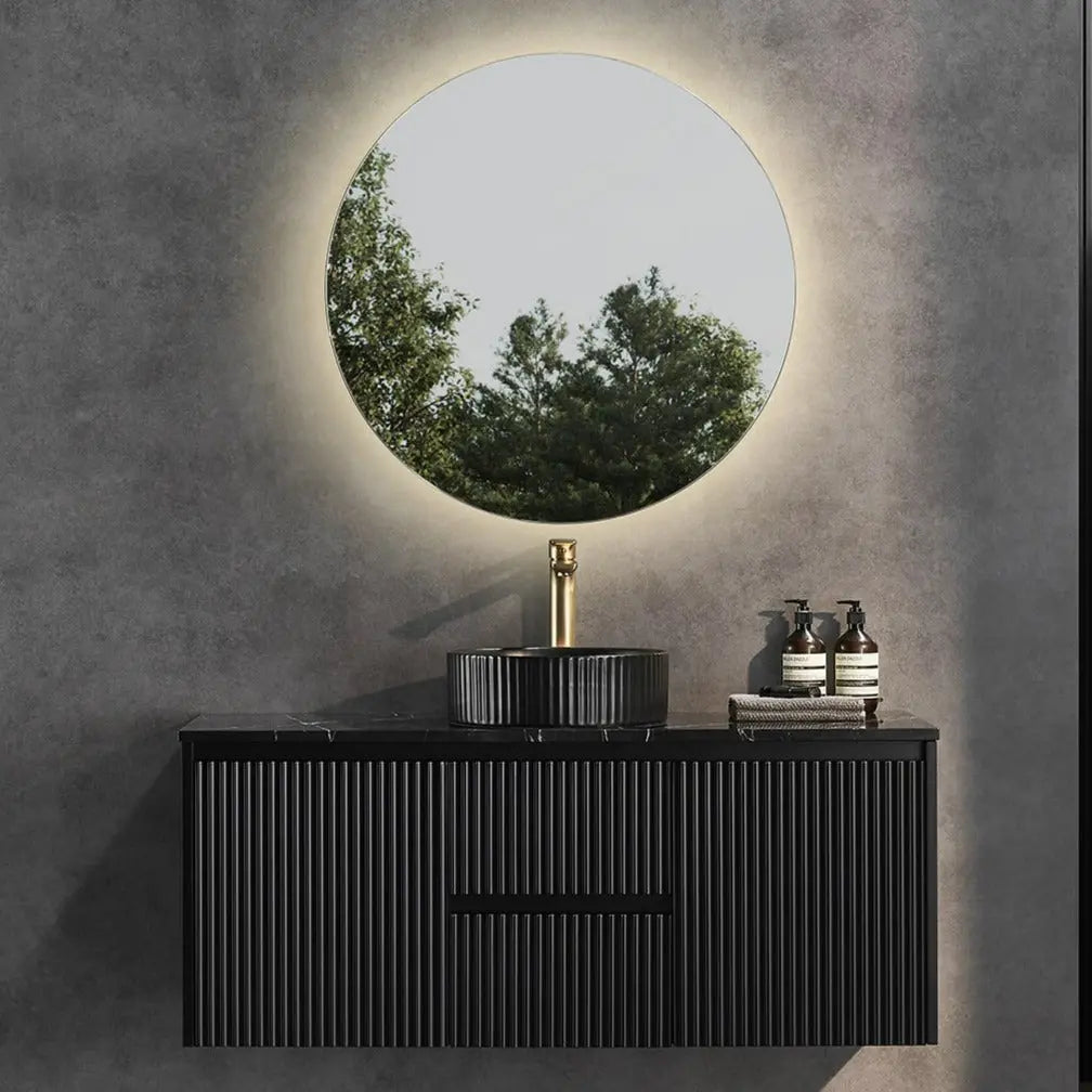 Brindabella Wall Hung Vanity (Middle Drawer) 1200mm (Single/Double Bowl) (Matte Black) Poseidon
