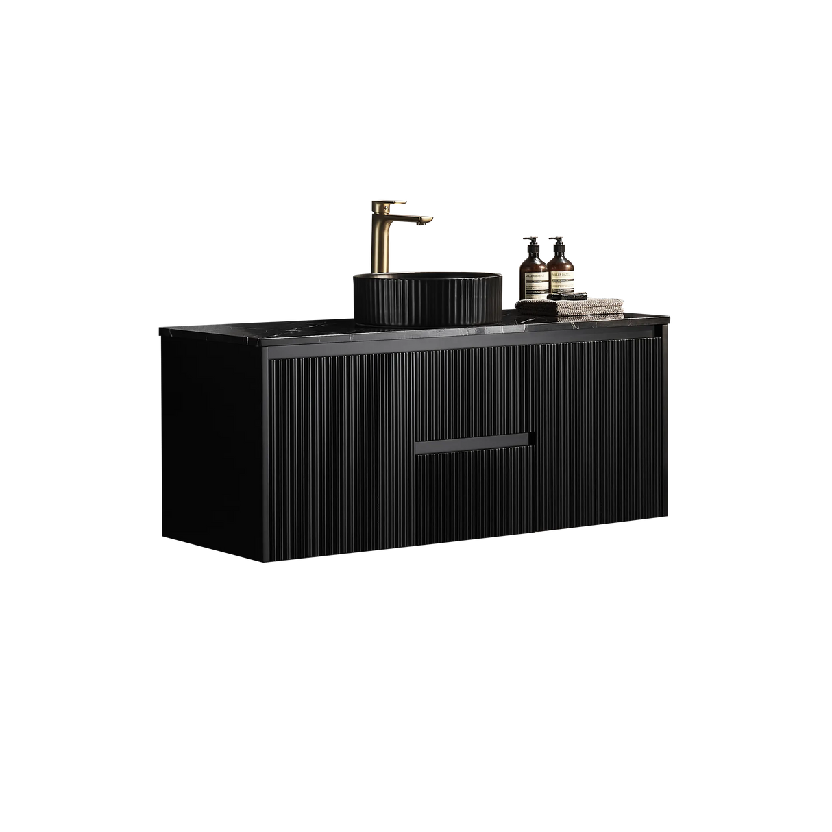 Brindabella Wall Hung Vanity (Middle Drawer) 1200mm (Single/Double Bowl) (Matte Black) Poseidon