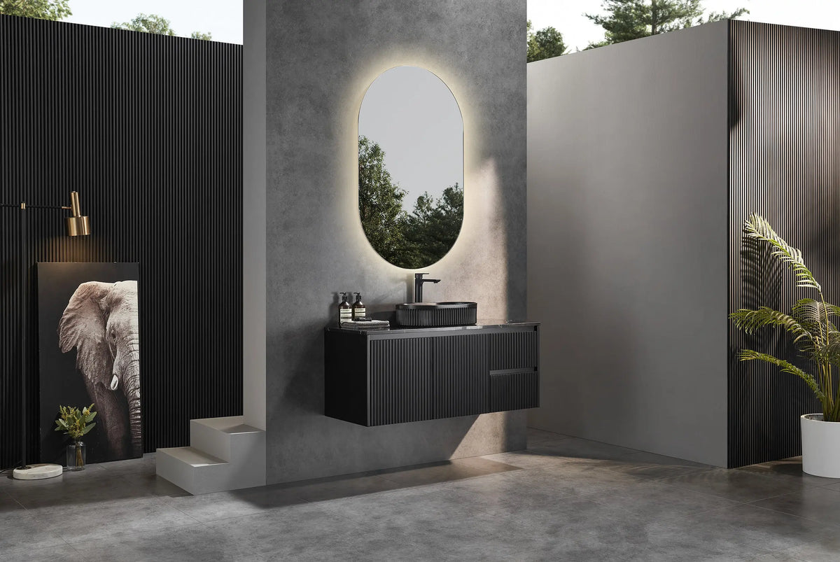 Brindabella Wall Hung PVC Cabinet 1200mm (Single Bowl) (Matte Black) Poseidon