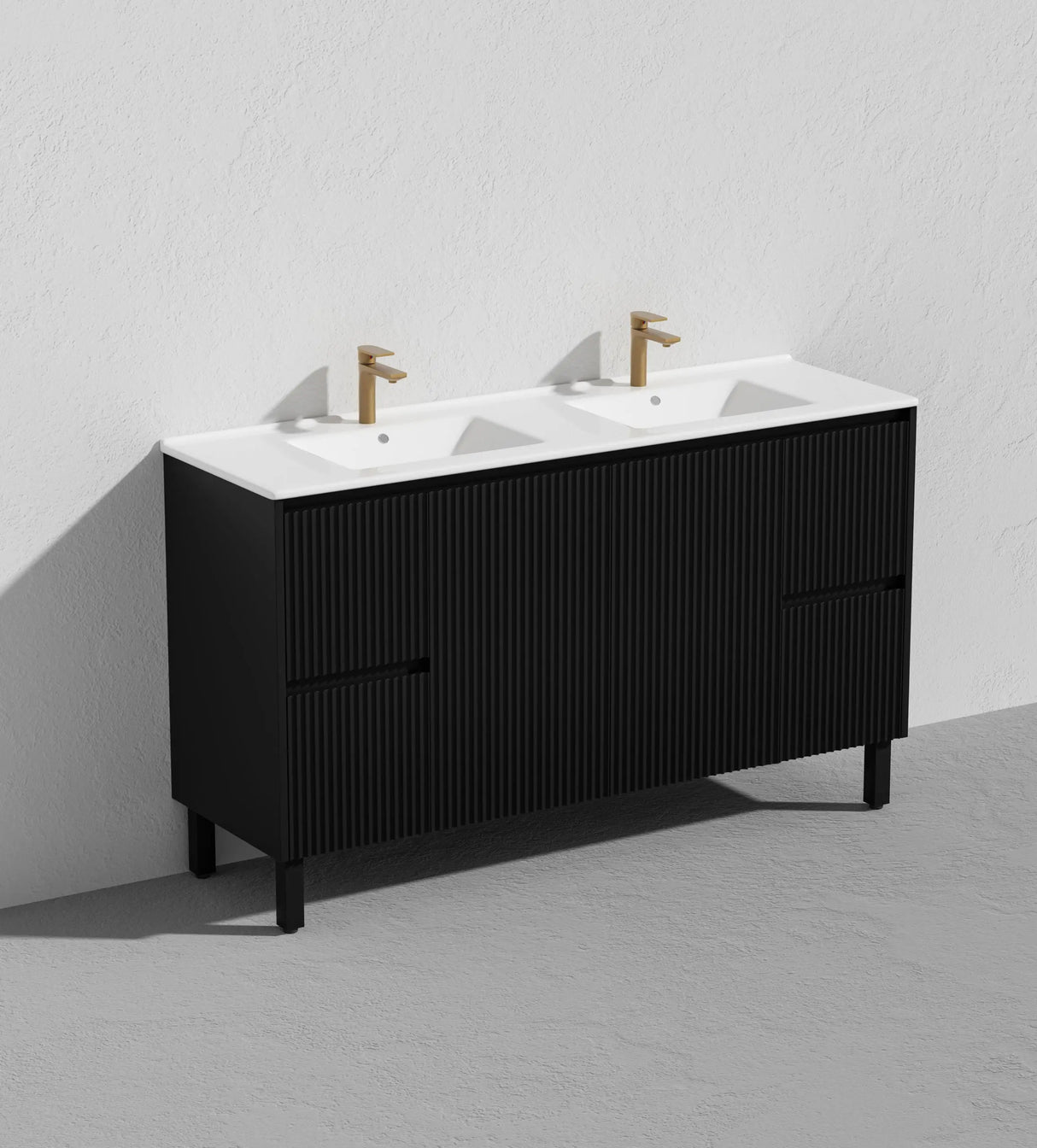 Brighton Freestanding Vanity 1500mm (Single/Double Bowl) (Matte Black) Poseidon