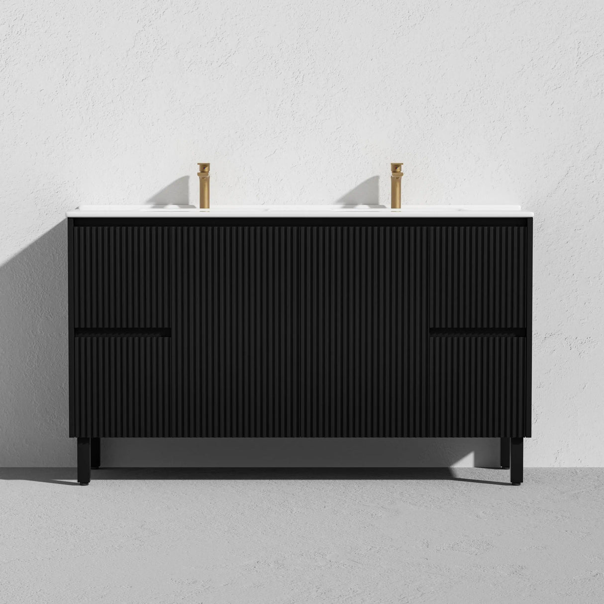 Brighton Freestanding Vanity 1500mm (Single/Double Bowl) (Matte Black) Poseidon