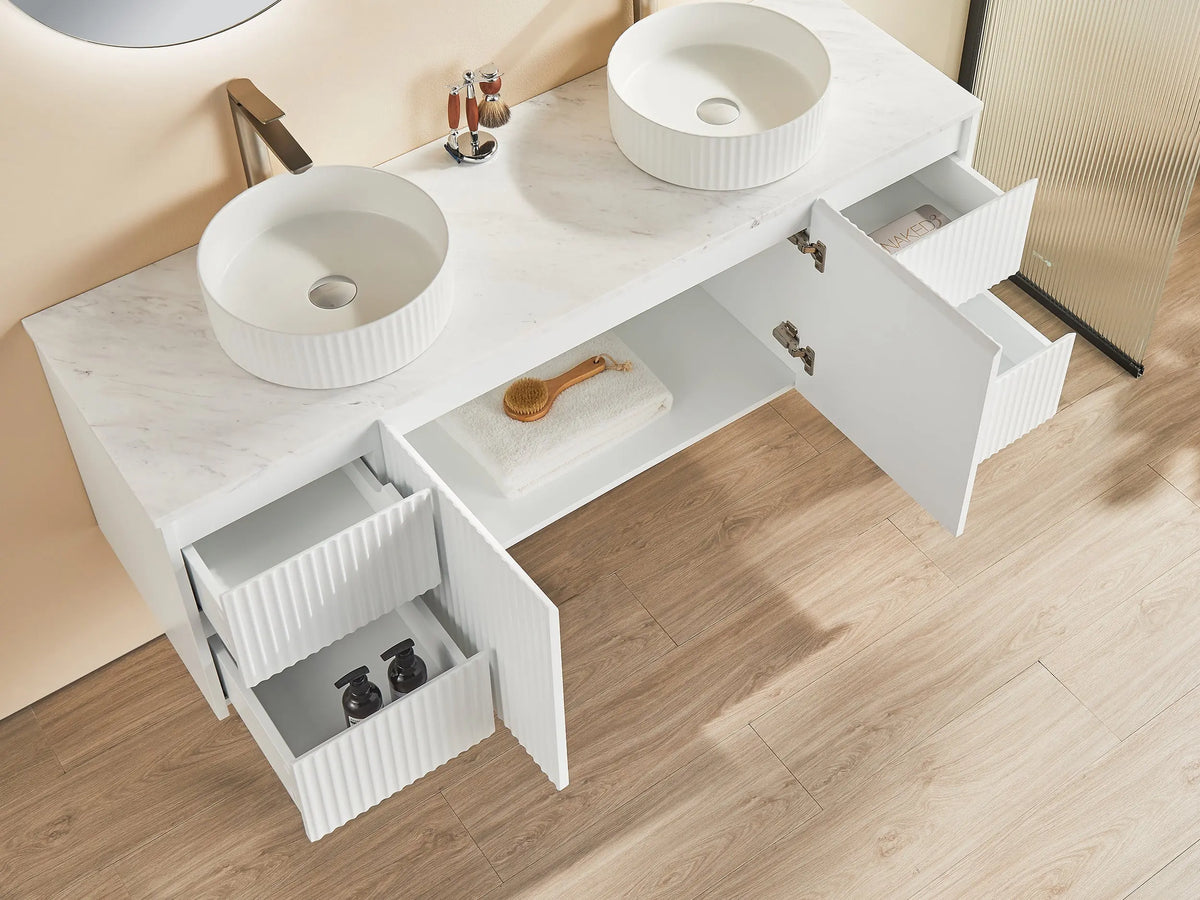 Brindabella Wall Hung PVC Cabinet 1500mm (Single/Double Bowl) (Matte White) Poseidon