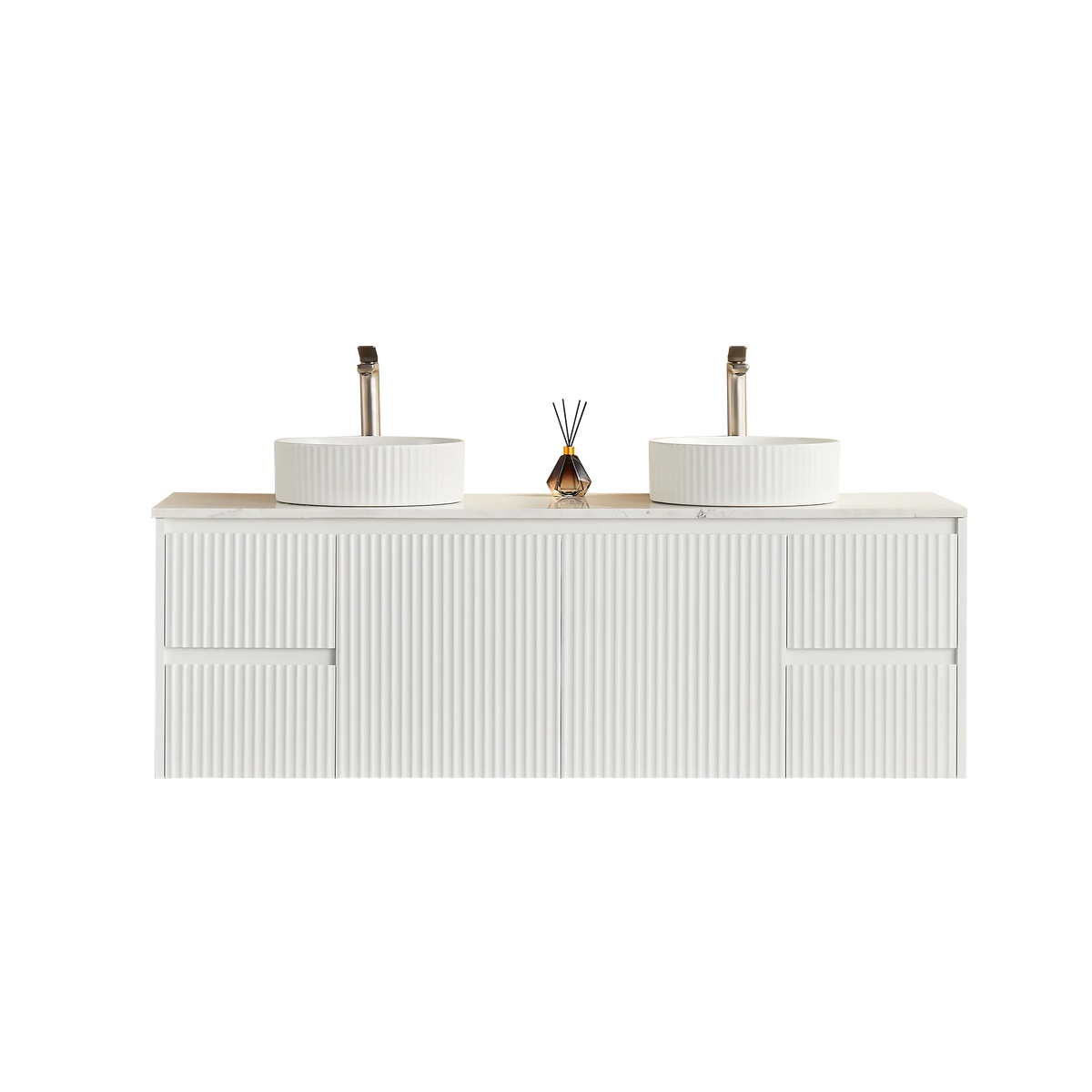 Brindabella Wall Hung PVC Cabinet 1500mm (Single/Double Bowl) (Matte White) Poseidon