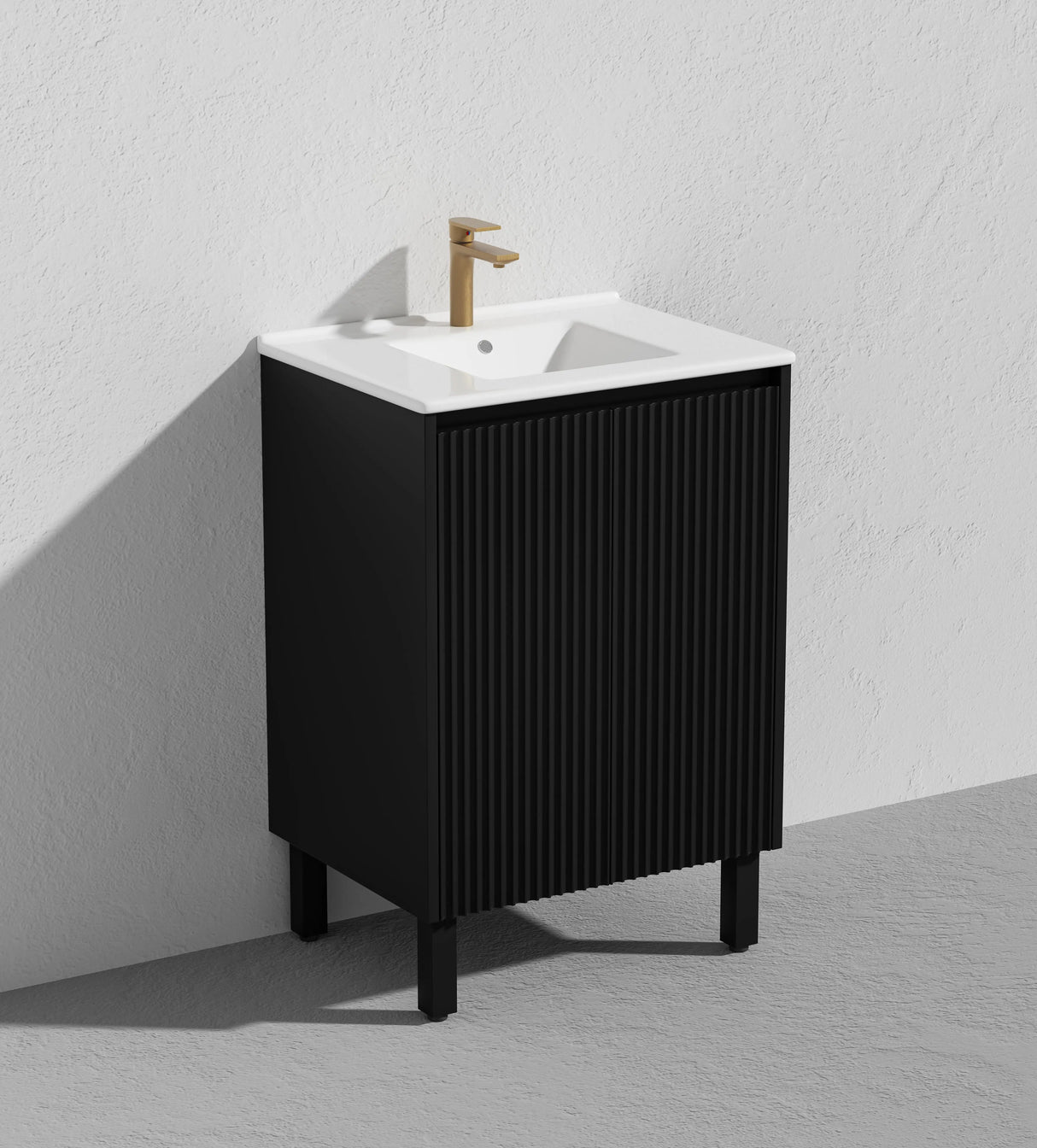 Brighton Freestanding PVC Vanity 600mm (Matte Black) Poseidon