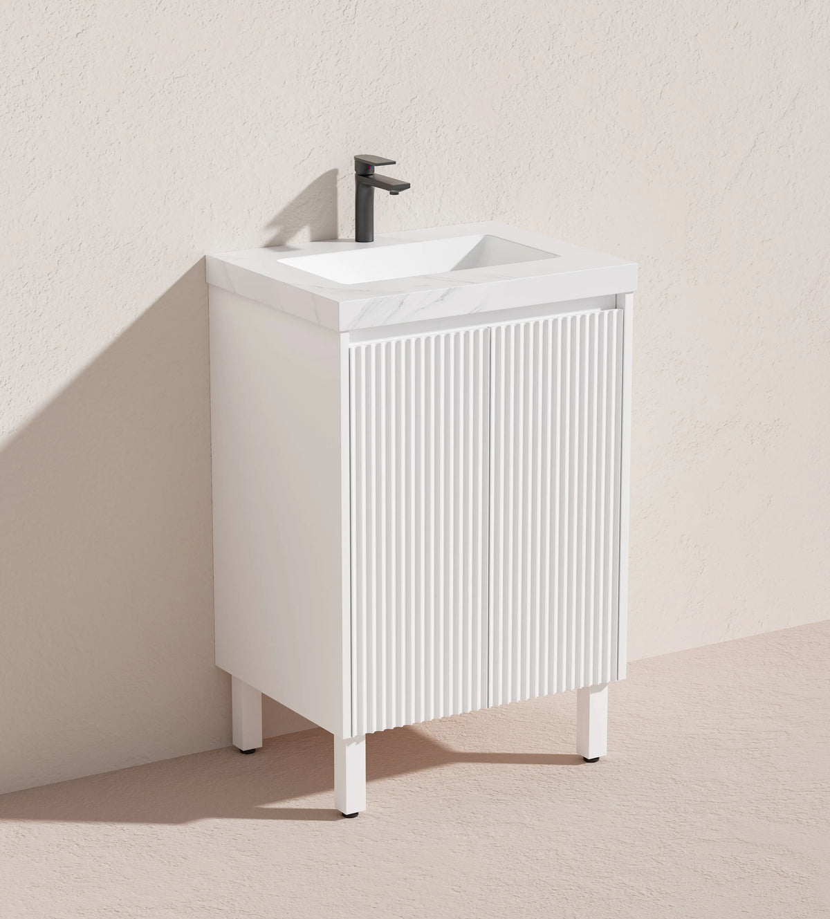 Brighton Freestanding PVC Vanity 600mm (Matte White) Poseidon