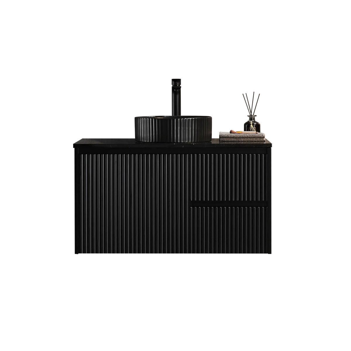 Brindabella Wall Hung PVC Cabinet 900mm (Matte Black) Poseidon
