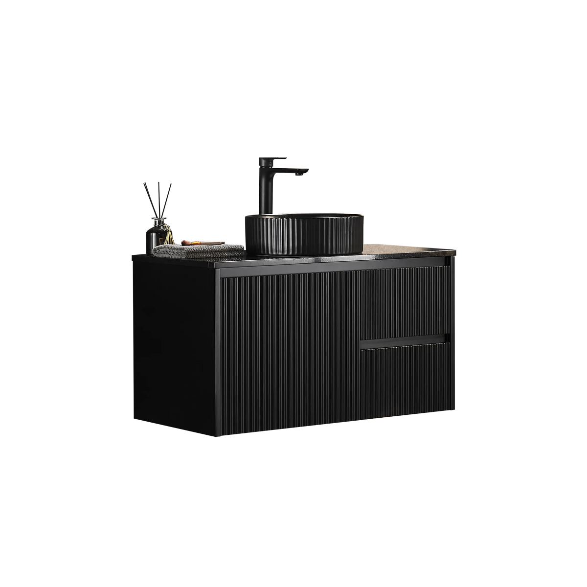 Brindabella Wall Hung PVC Cabinet 900mm (Matte Black) Poseidon