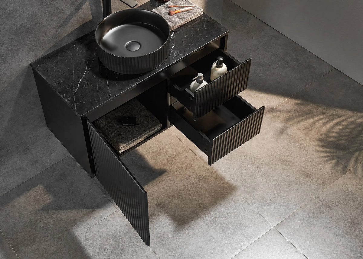 Brindabella Wall Hung PVC Cabinet 900mm (Matte Black) Poseidon