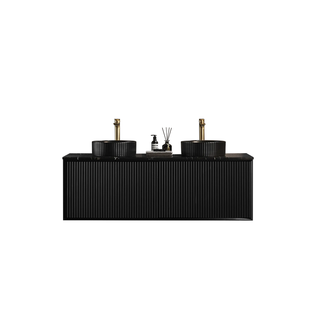 Kirribilli Wall Hung PVC Cabinet Matte Black 1500mm (Single/Double Bowl) - Clearance Poseidon