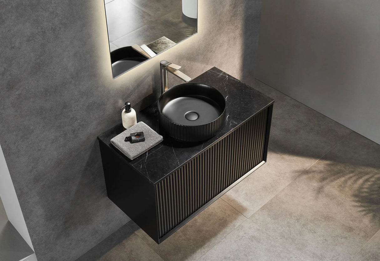 Kirribilli Wall Hung PVC Cabinet 900mm (Matte Black) - Clearance Poseidon