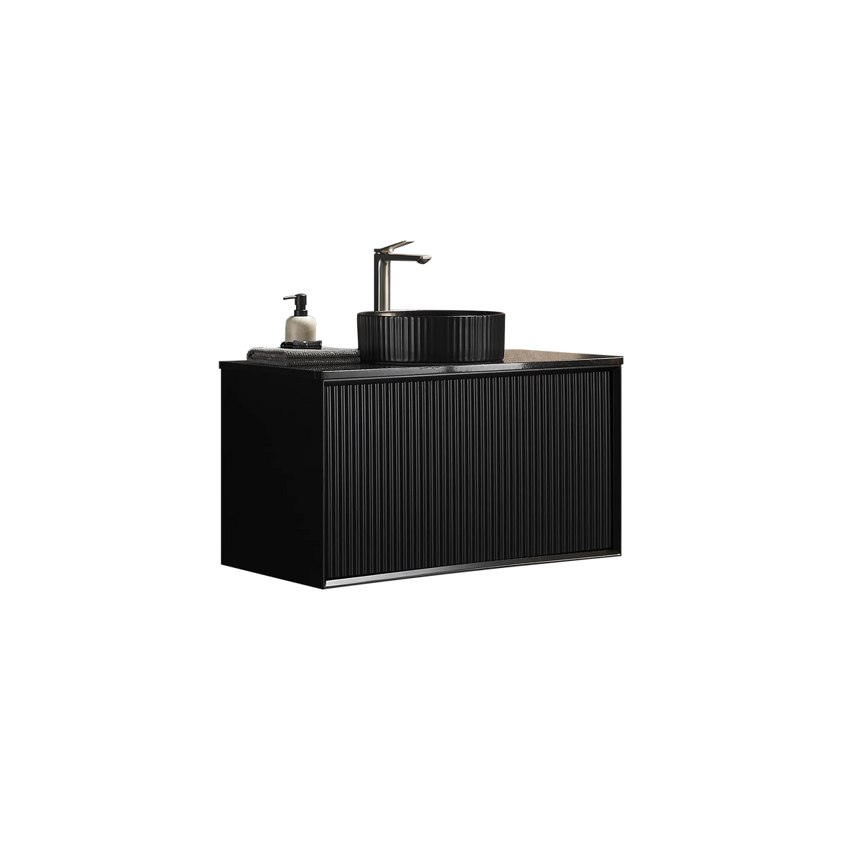 Kirribilli Wall Hung PVC Cabinet 900mm (Matte Black) - Clearance Poseidon