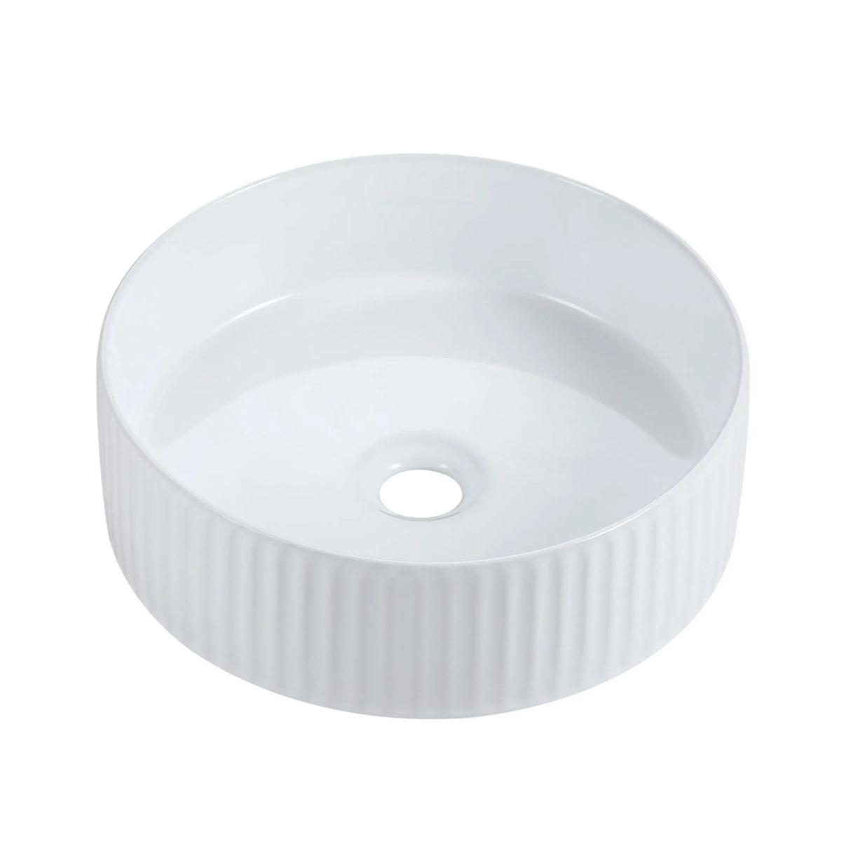 Cora 36 Counter-Top Fluted Round Basin- Gloss White mercioaustralia