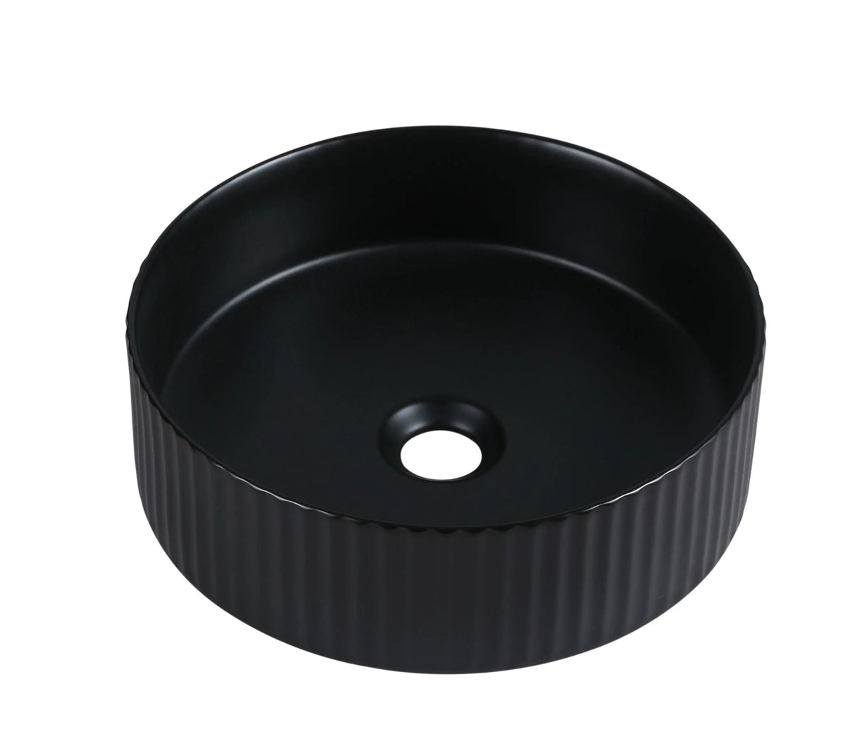 Cora 36 Counter-Top Fluted Round Basin- Matt Black mercioaustralia
