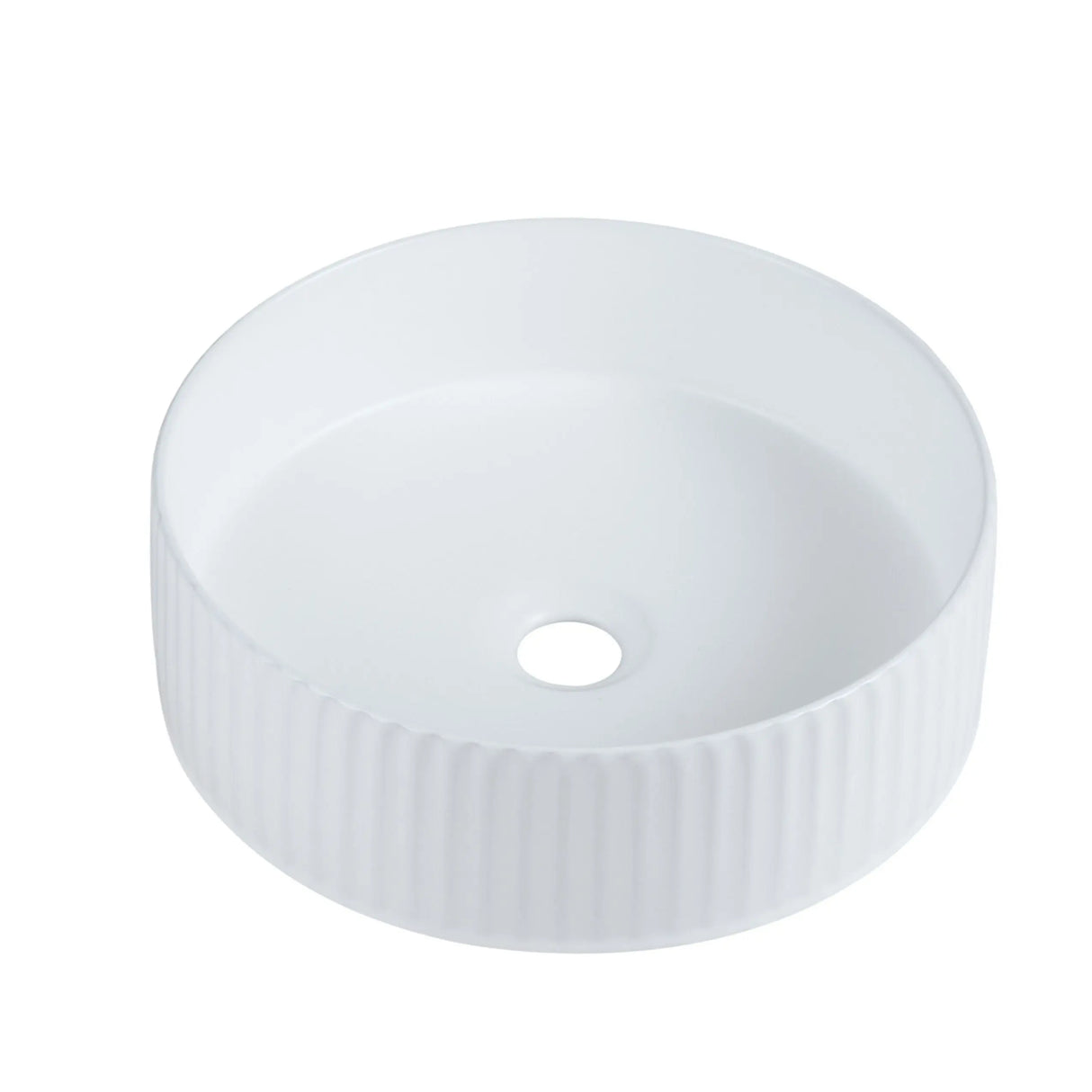 Cora 36 Counter-Top Fluted Round Basin- Matt White mercioaustralia