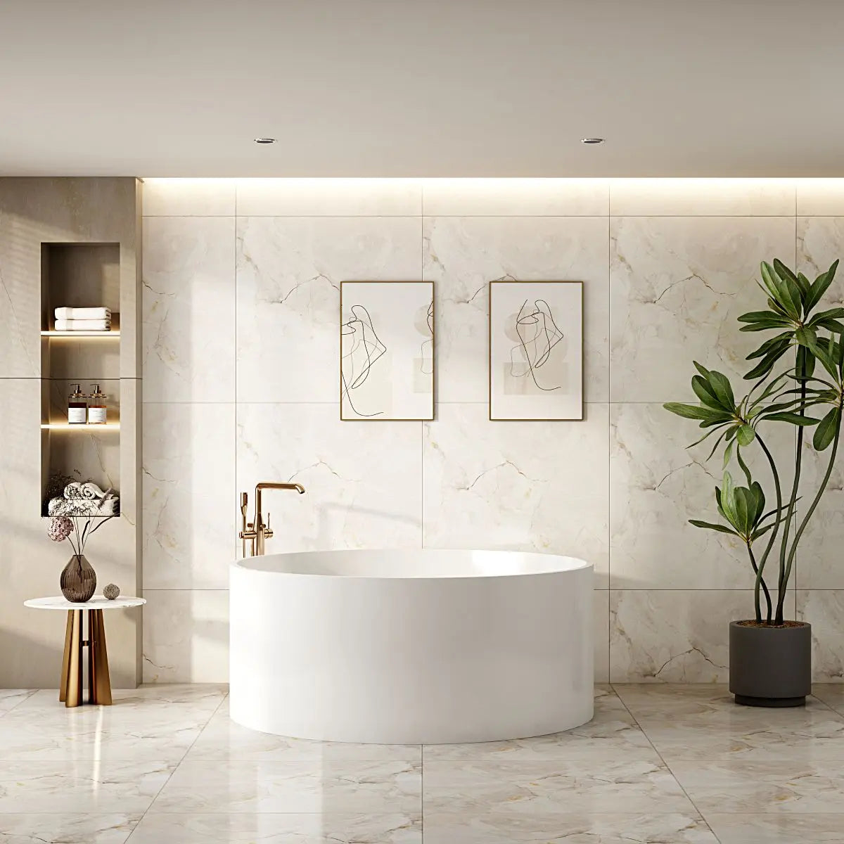 Cole Freestanding Acrylic Bathtub - Gloss White mercioaustralia