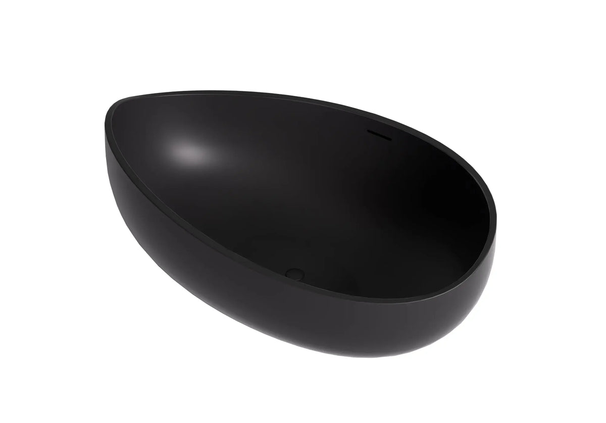 Waverly Matte Black Solid Surface Stone Free Standing Bath 1800mm*1100mm*620mm Poseidonbk