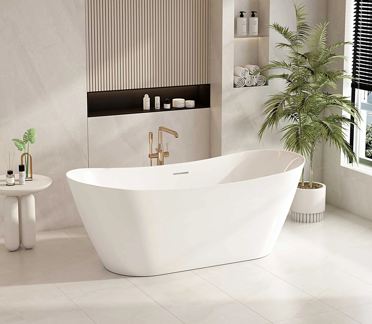 Disney Ultra-Thin Freestanding Bathtub - Gloss White mercioaustralia