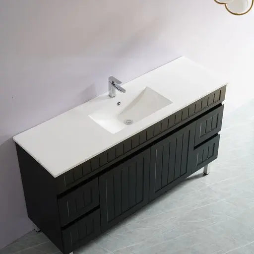 ACACIA SHAKER PVC Floor Vanity 1500 (Single/Double Bowl) Poseidon