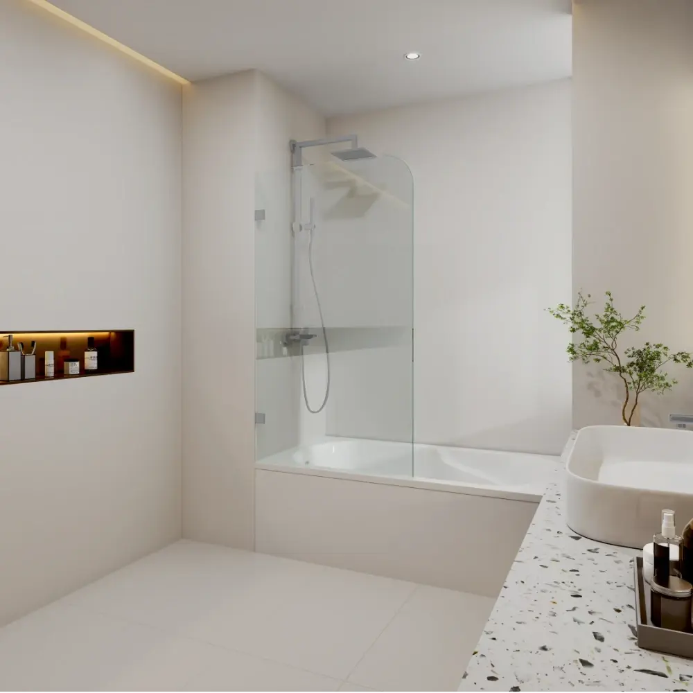 Curved Edge Fixed Over Bath Shower Screen ozcovey