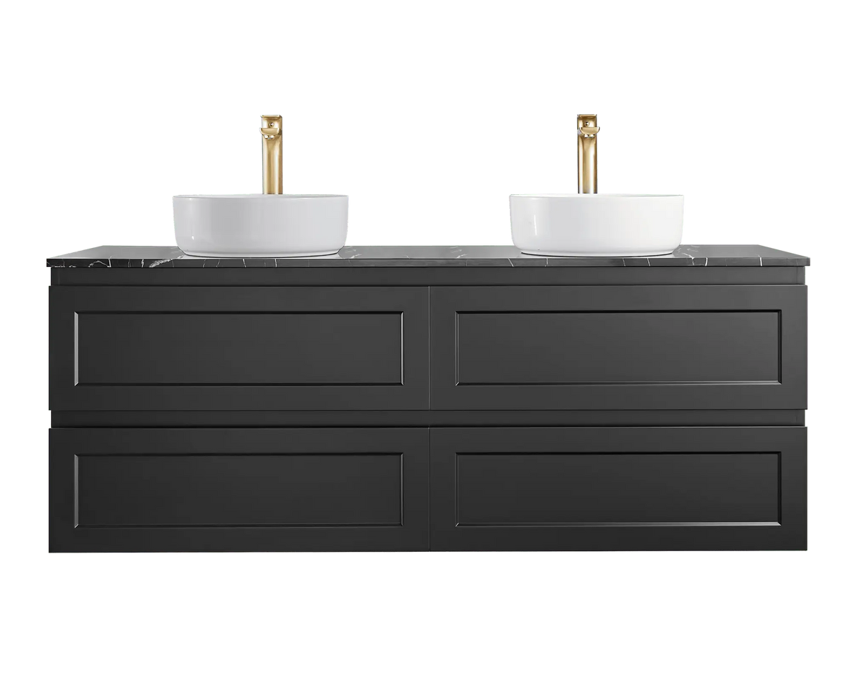 Fremantle PVC Wall Hung Cabinet Vanity 1500mm (Matte Black) (Single/Double Bowl) Poseidon