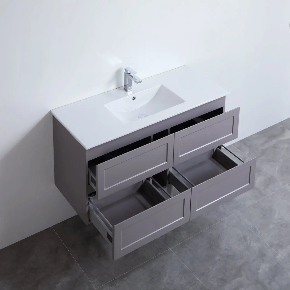 Fremantle PVC Wall Hung Cabinet Vanity 1200mm (Matte Grey) (Single Bowl/Double Bowl) - Clearance Poseidon
