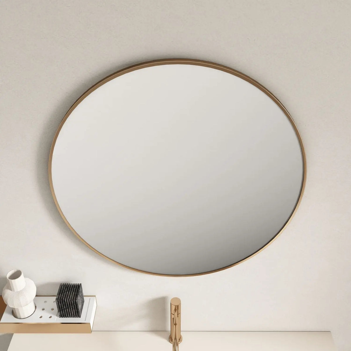Aluminum Framed 900mm Round Mirror - Brushed Gold mercioaustralia