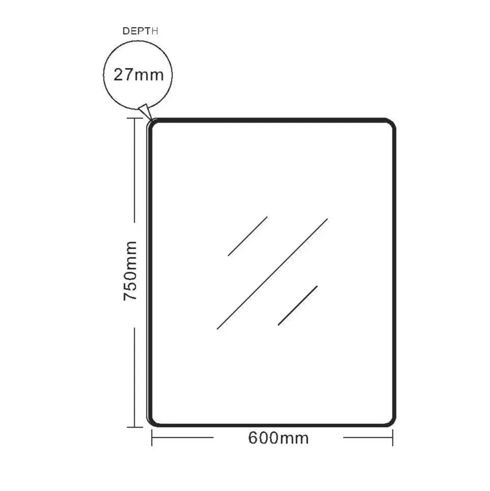 Aluminum Framed 600mm Rectangular Mirror -Matt Black mercioaustralia