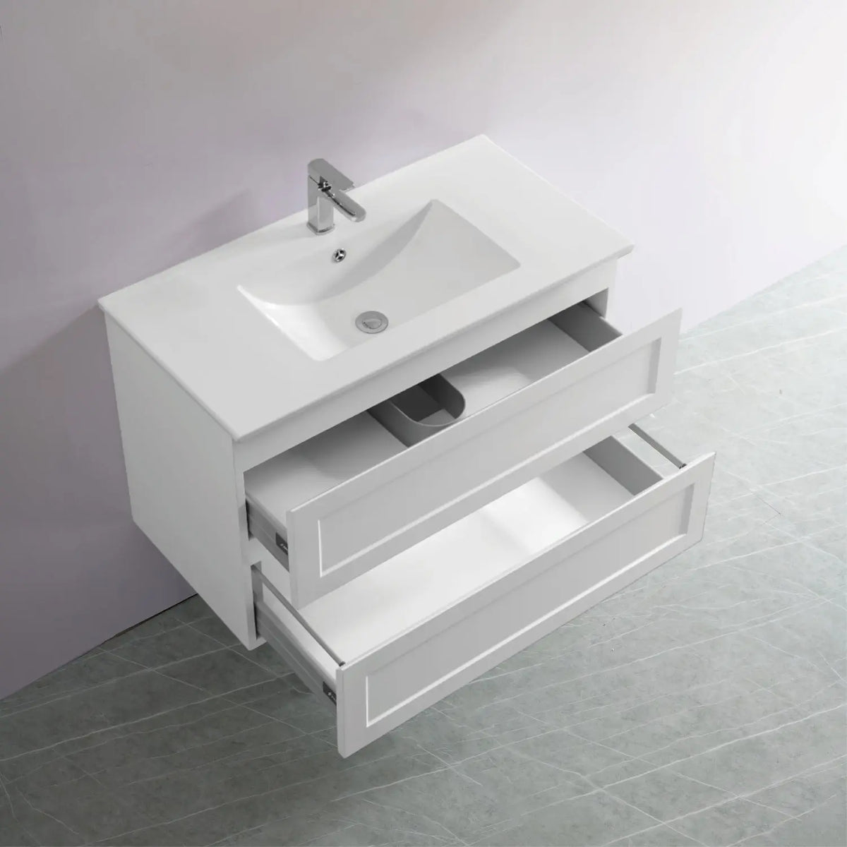 Fremantle PVC Wall Hung Cabinet Vanity 900mm (Matte White) Poseidon