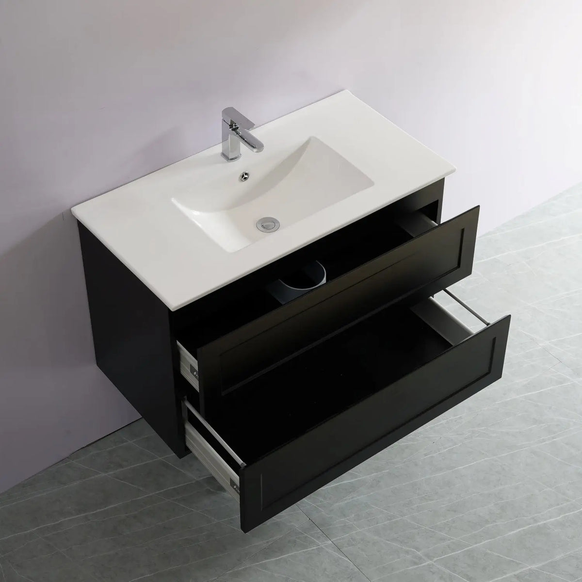 Fremantle PVC Wall Hung Cabinet Vanity 900mm (Matte Black) Poseidon