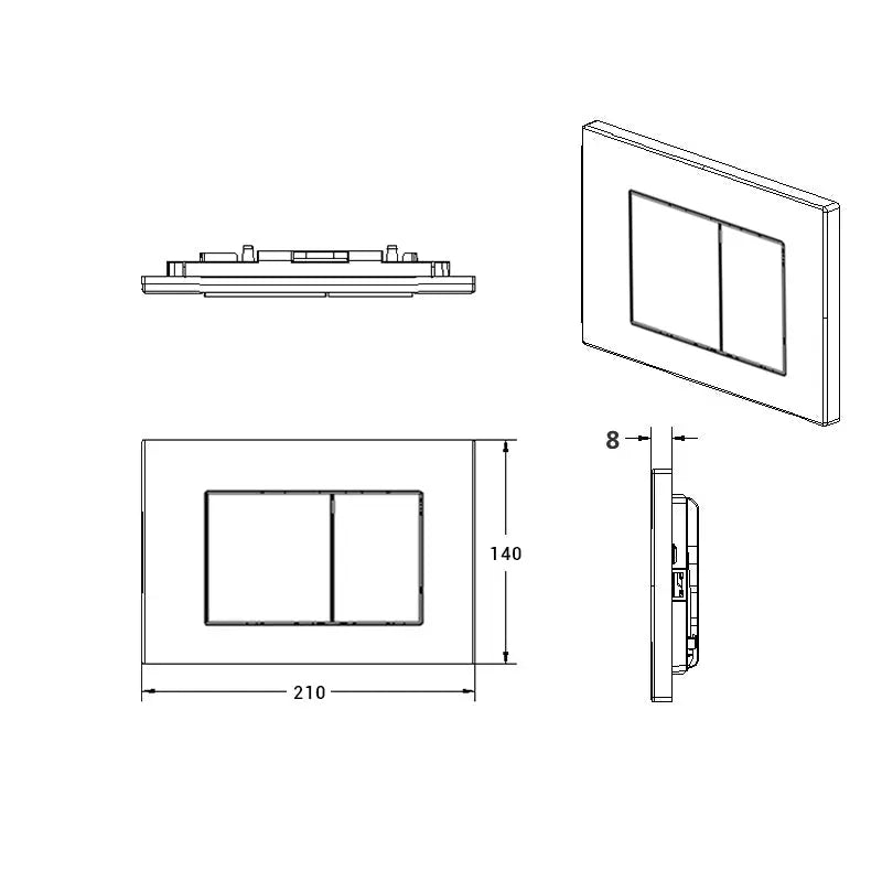 R&T In Wall Gloss White Push Plate Poseidonbk