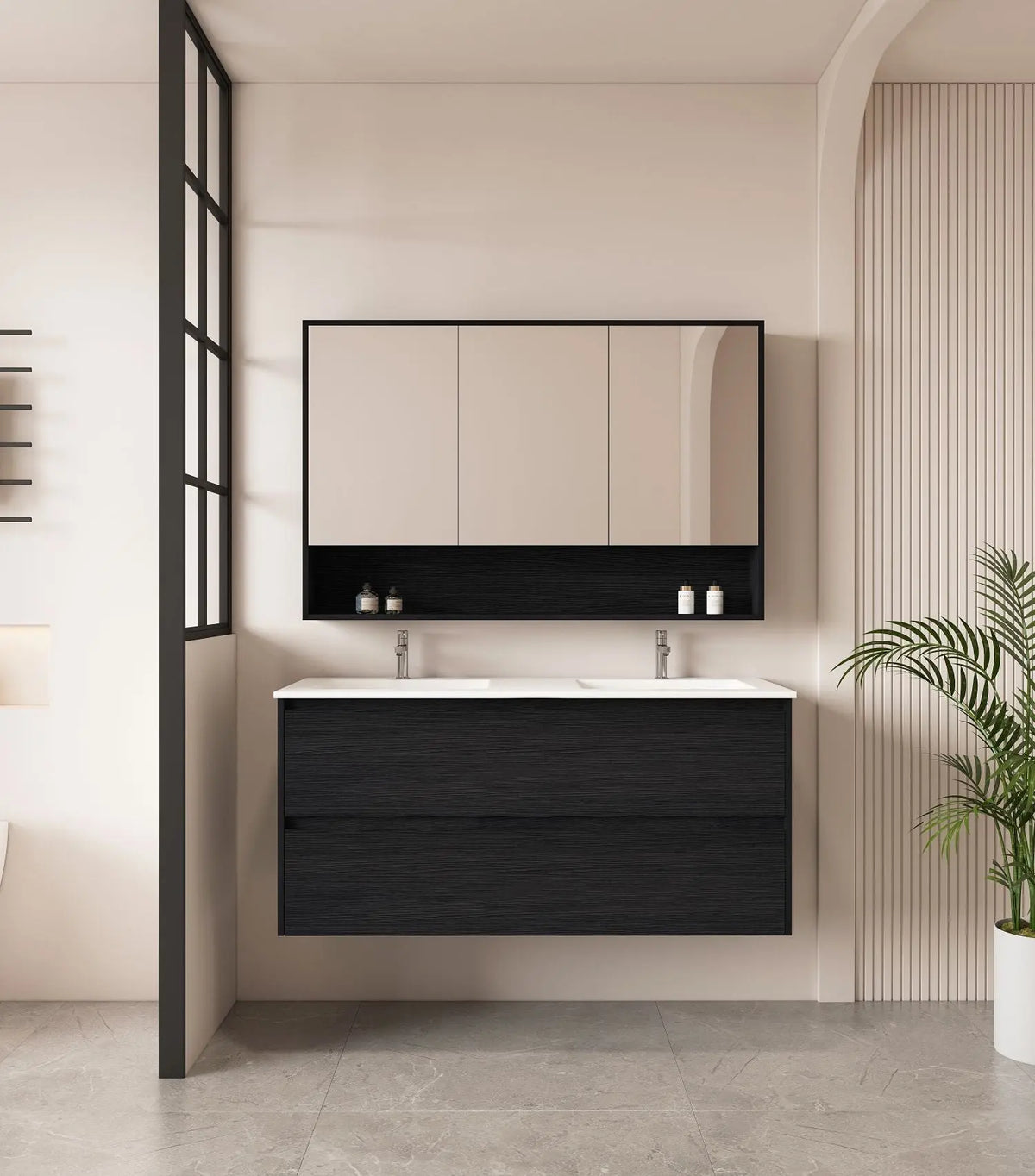 HERA 1200mm Wall-Hung Vanity - Black Oak mercioaustralia