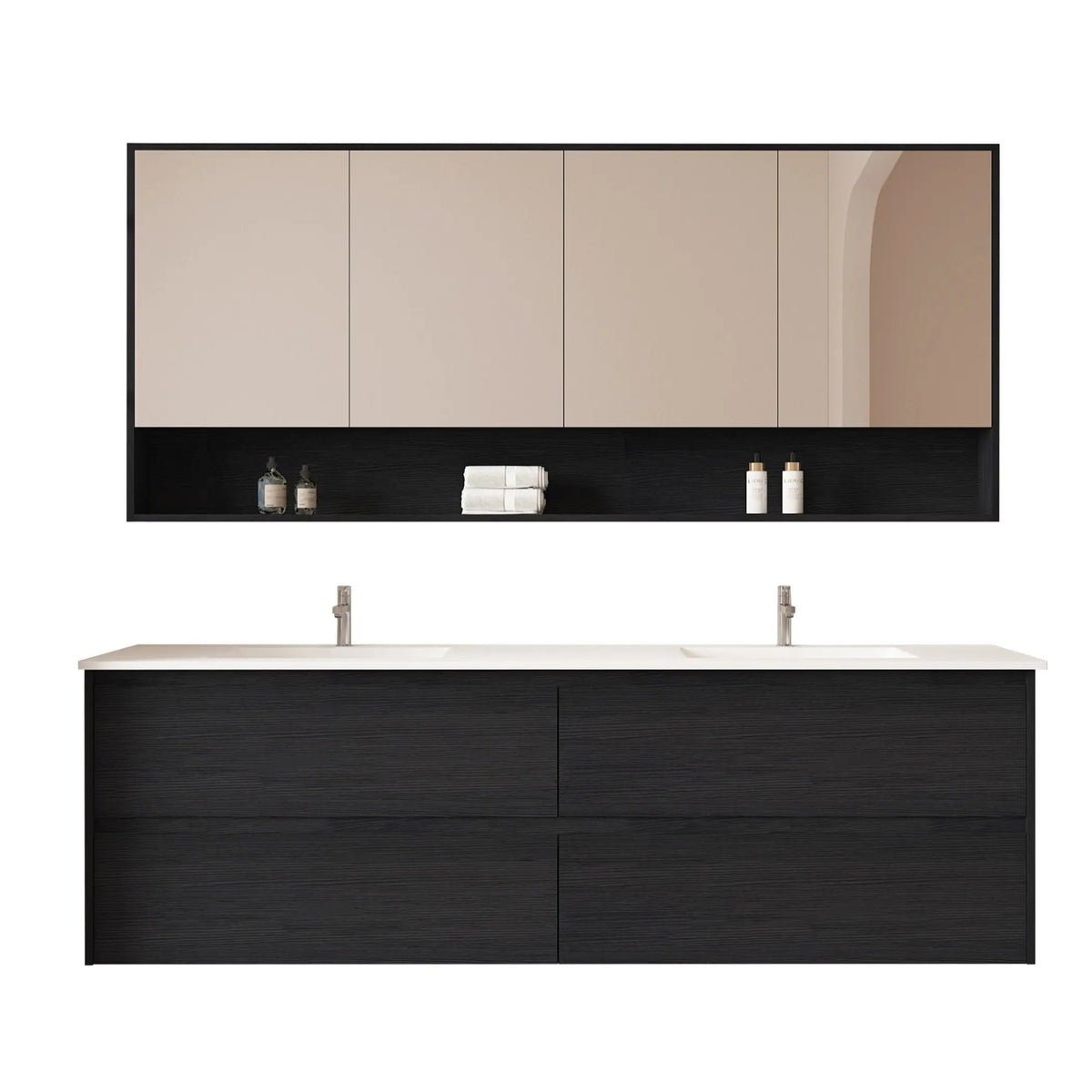 HERA 1800mm Wall-Hung Vanity - Black Oak mercioaustralia