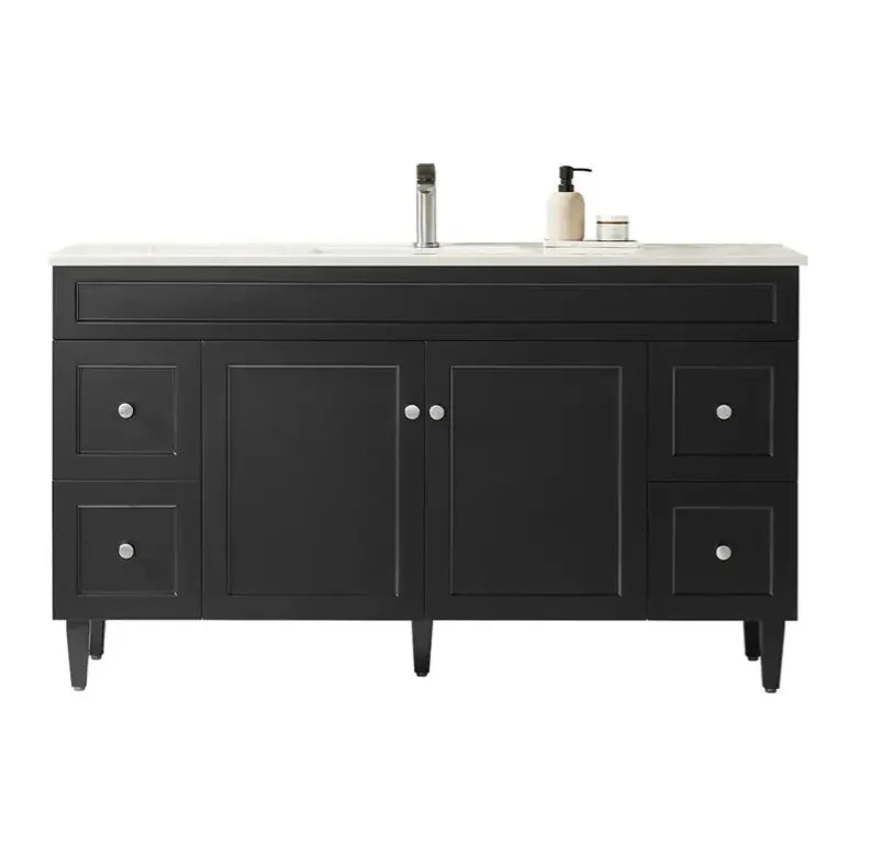 Harrington Floor PVC Cabinet Vanity 1500mm (Single Bowl/Double Bowl) (Matte Black) Poseidon