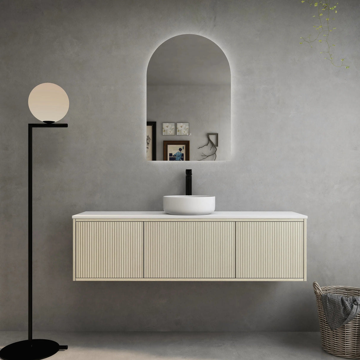 Bellevue Slim PVC Wall Hung Vanity 1500mm (Single/Double Bowl) (Coastal Oak) Poseidon