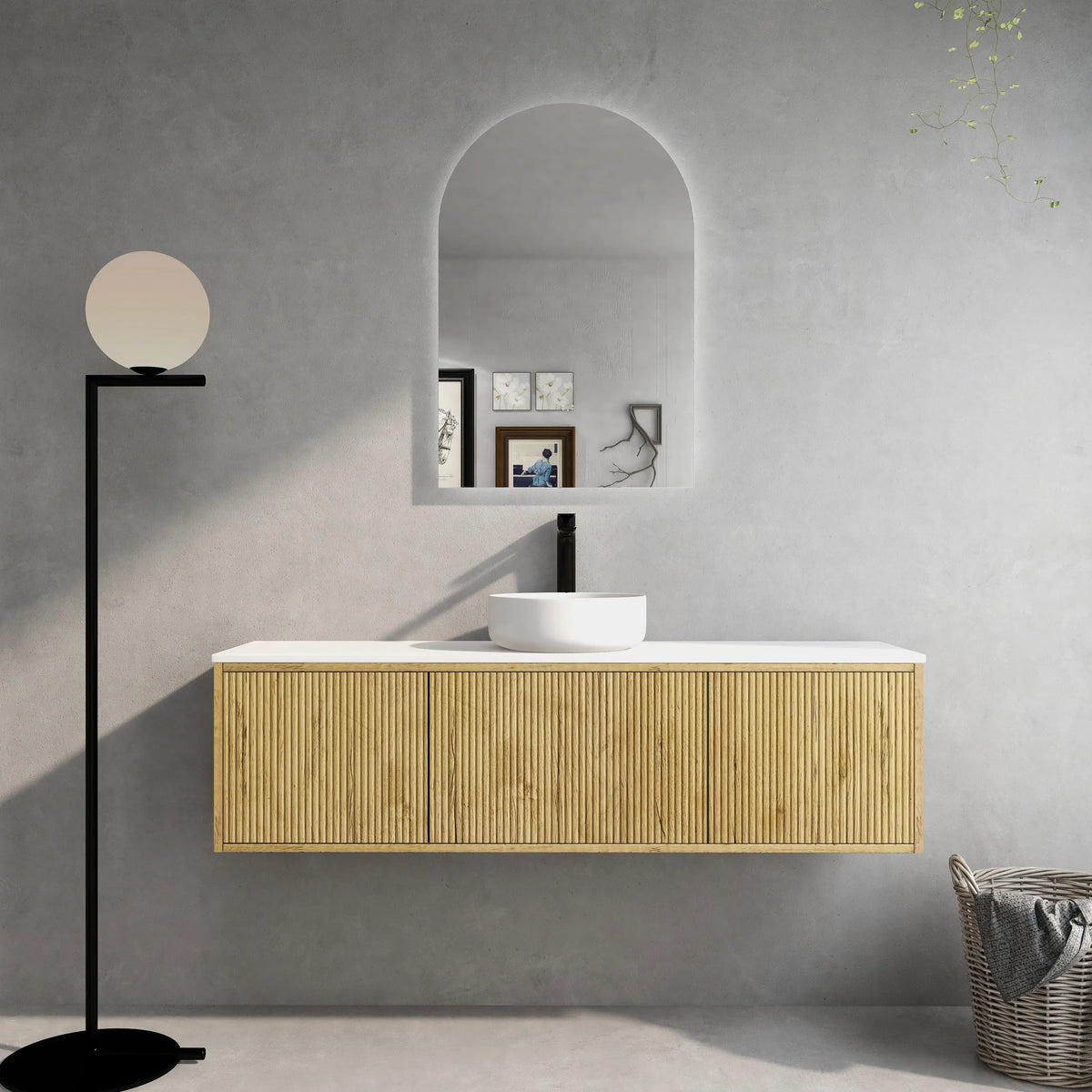 Bellevue Slim PVC Wall Hung Vanity 1500mm (Single/Double Bowl) (Prime Oak) Poseidon
