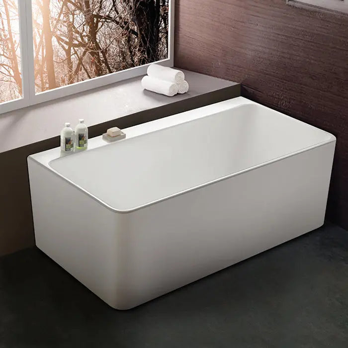 Willow Square 1600mm Gloss White Back to Wall Freestanding Bath | 1600 x 850mm Bagno D'Oro