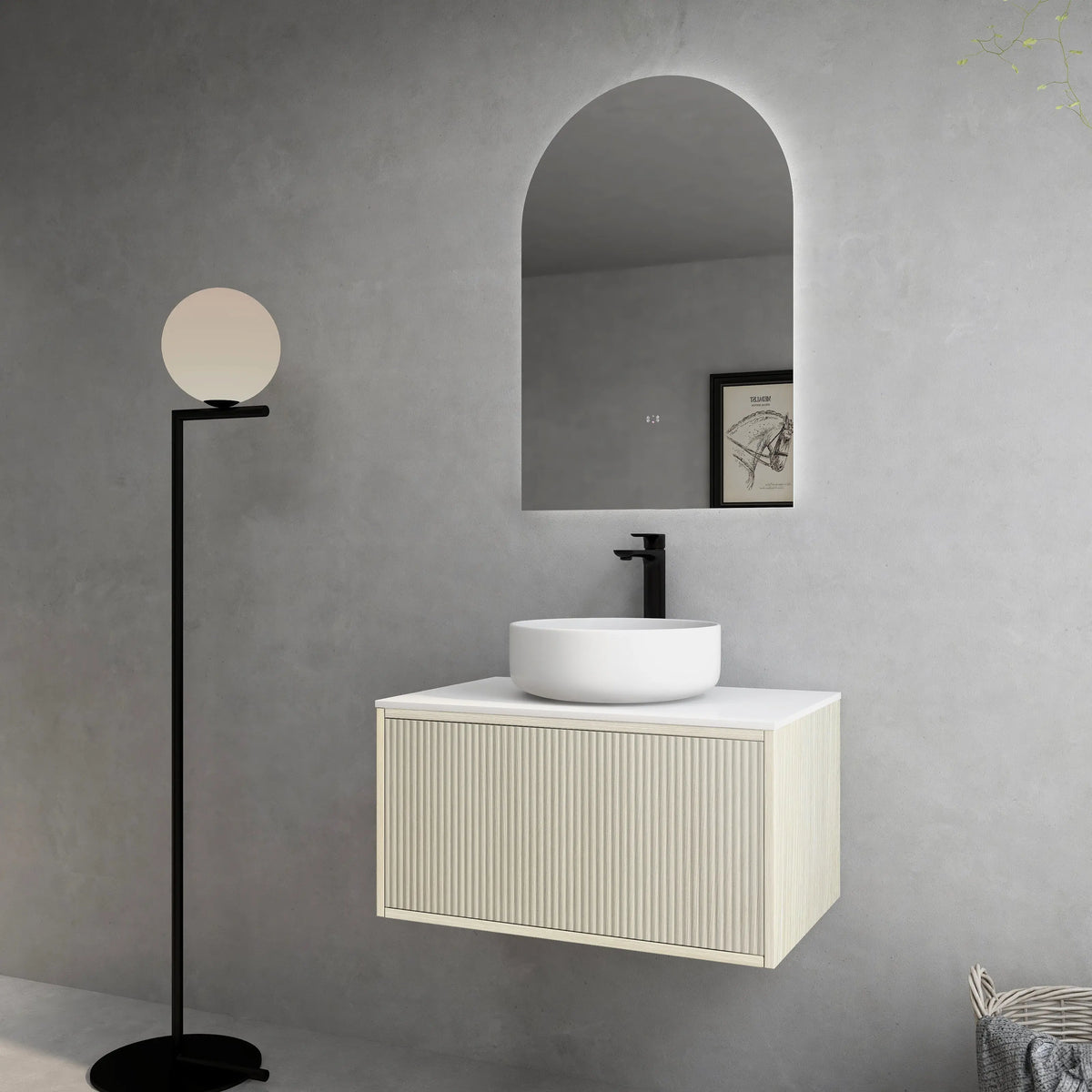 Bellevue Slim PVC Wall Hung Vanity 750 (Coastal Oak) Poseidon