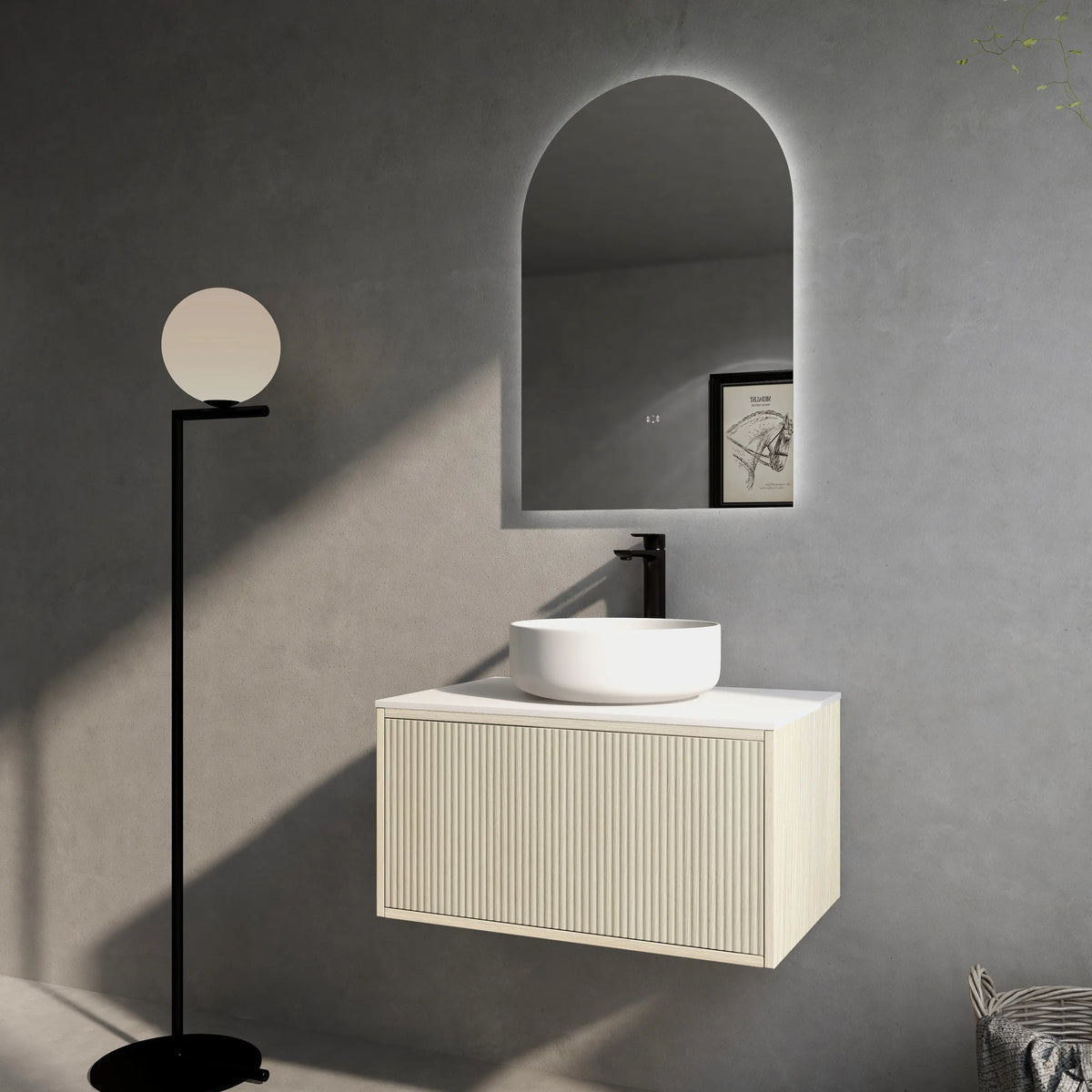 Bellevue Slim PVC Wall Hung Vanity 750 (Coastal Oak) Poseidon