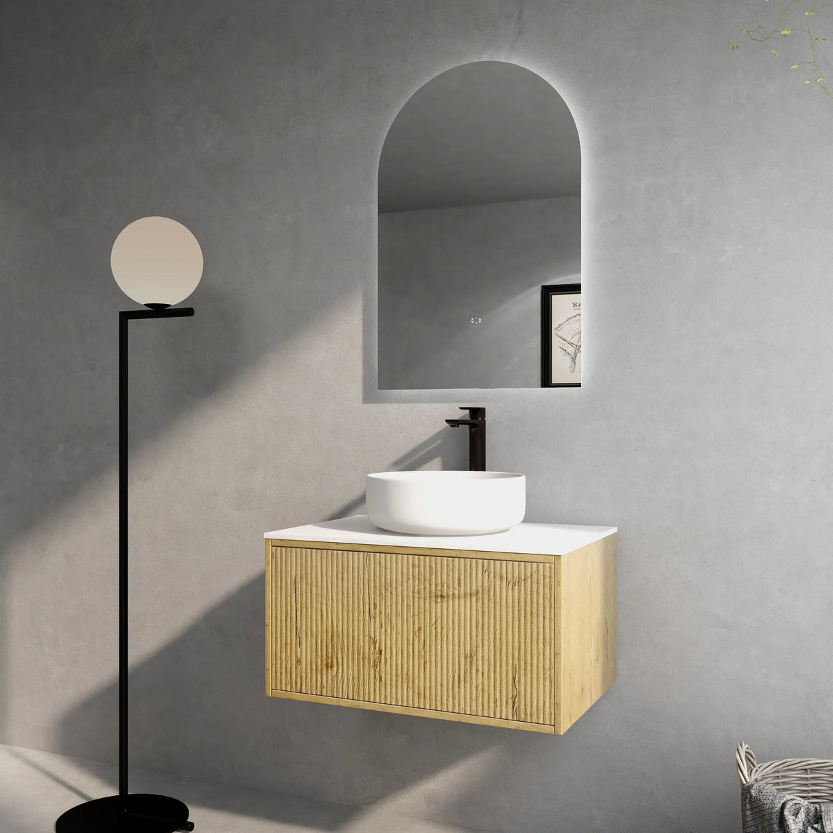 Bellevue PVC Wall Hung Vanity 750 (Prime Oak) Poseidon