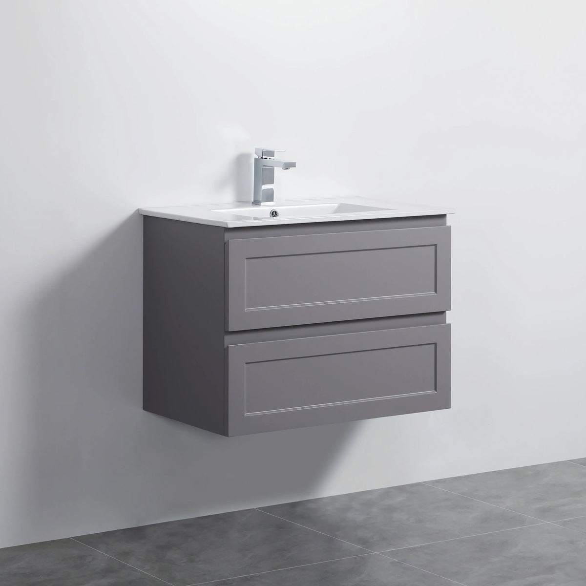 Fremantle PVC Wall Hung Cabinet Vanity 750mm (Matte Grey) Poseidon