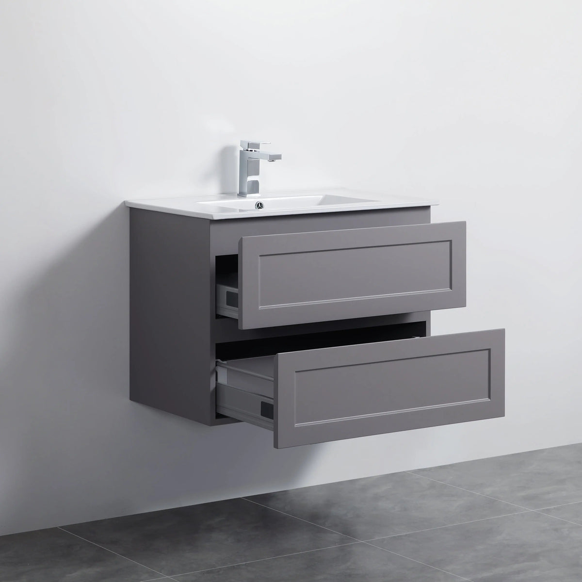 Fremantle PVC Wall Hung Cabinet Vanity 750mm (Matte Grey) Poseidon