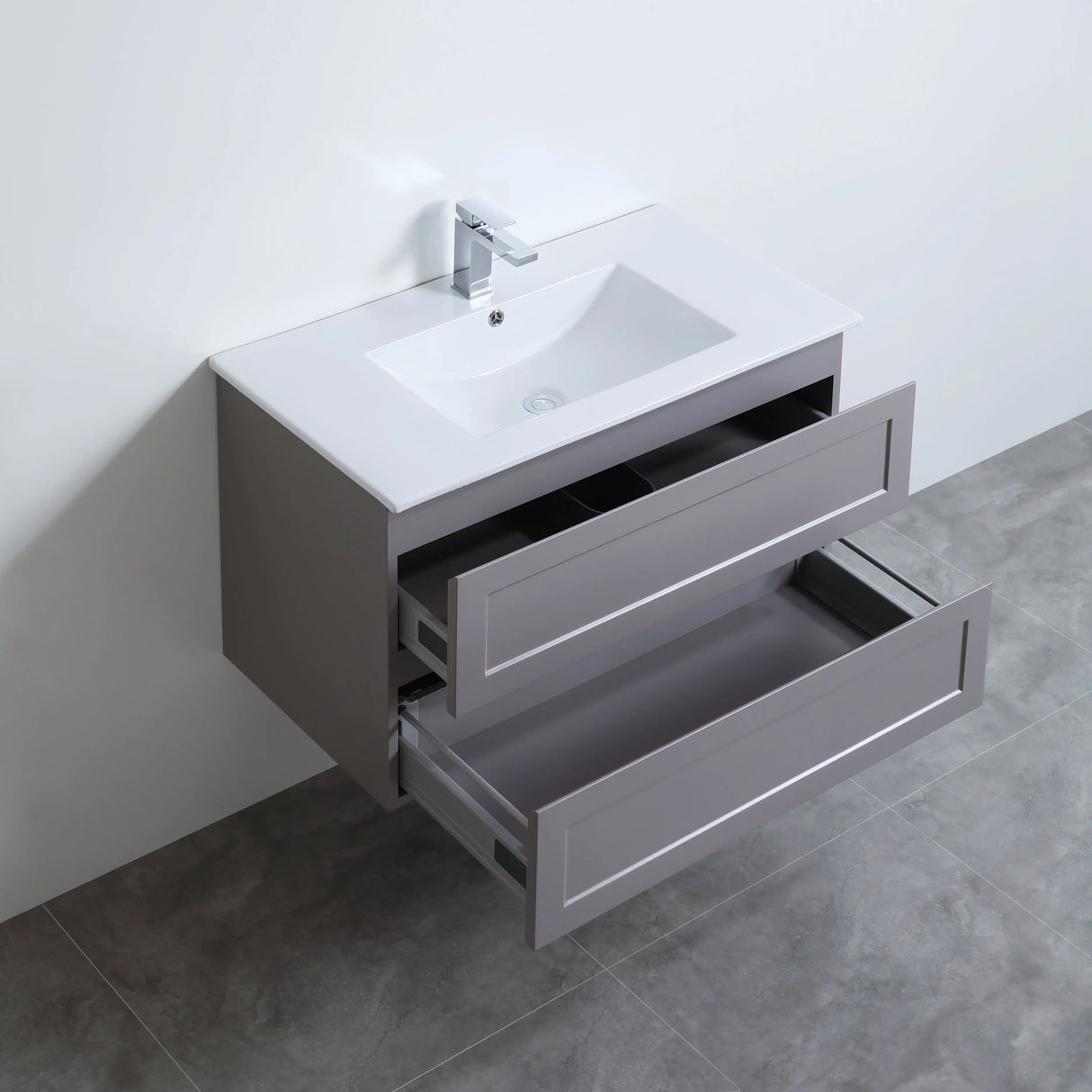 Fremantle PVC Wall Hung Cabinet Vanity 900mm (Matte Grey) Poseidon